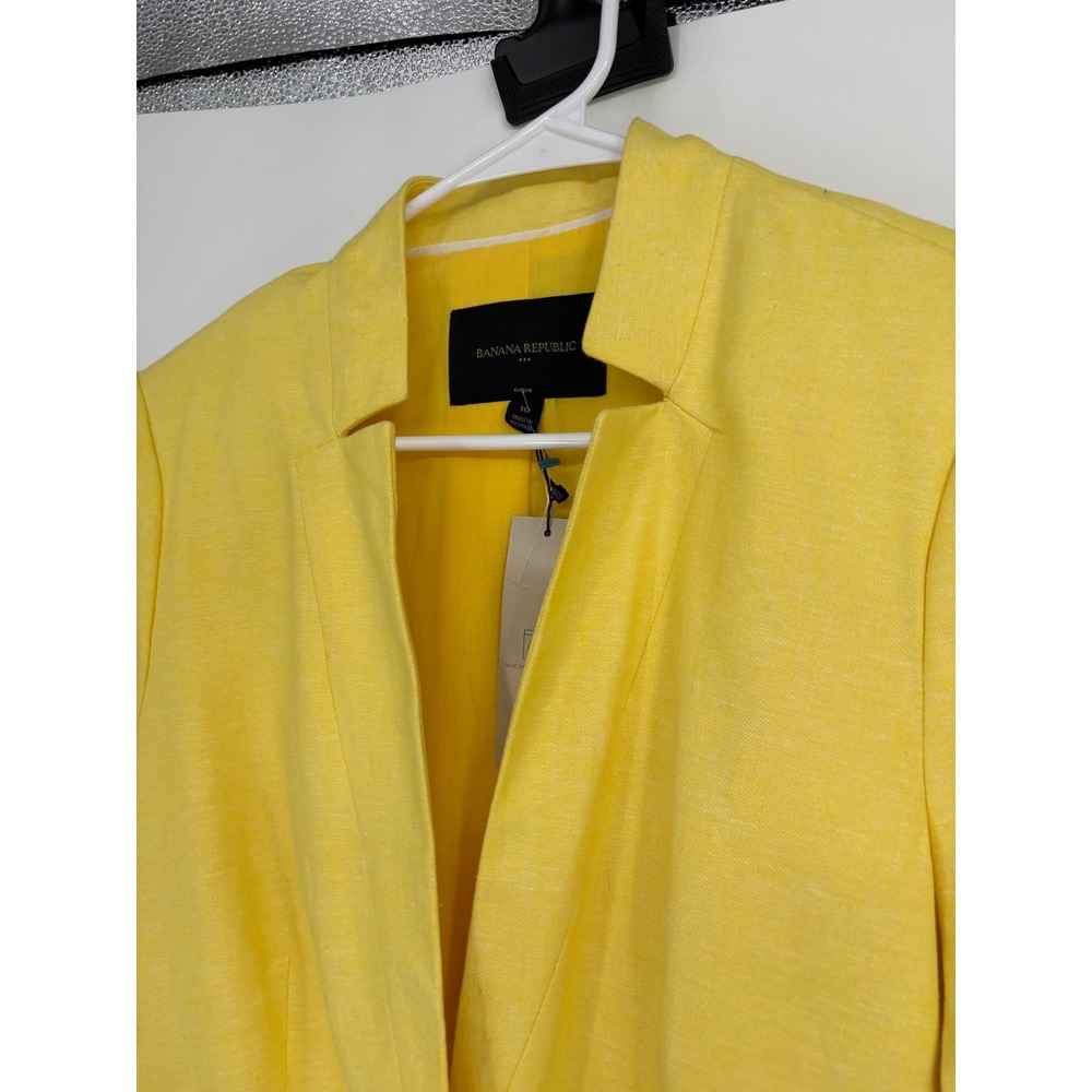 Banana Republic Blazer Womens 10 Yellow Stretch Linen Single Button Professional - Picture 2 of 11